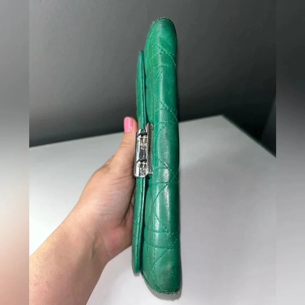 Christian Dior Miss Dior Green Quilted Leather Wallet